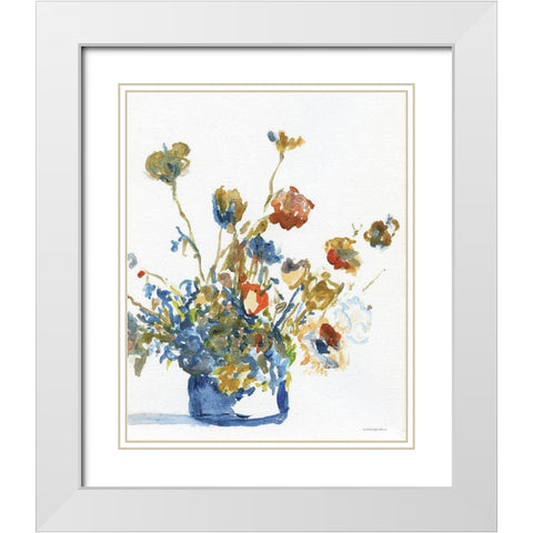 Blue Bees     White Modern Wood Framed Art Print with Double Matting by Kamdon Kreations