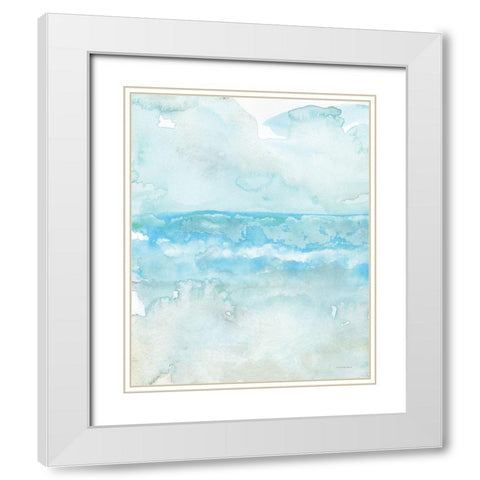 Aqua Waves    White Modern Wood Framed Art Print with Double Matting by Kamdon Kreations