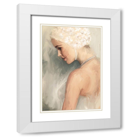 Swim Cap White Modern Wood Framed Art Print with Double Matting by Kamdon Kreations