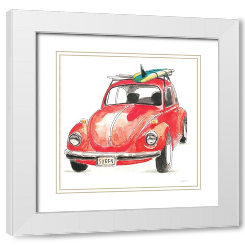 I Have the Bug to Go Surfin White Modern Wood Framed Art Print with Double Matting by Kamdon Kreations