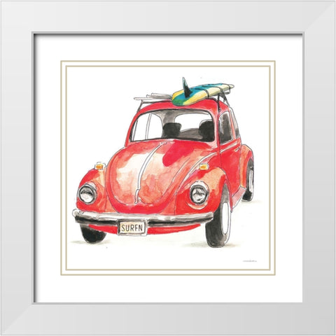 I Have the Bug to Go Surfin White Modern Wood Framed Art Print with Double Matting by Kamdon Kreations