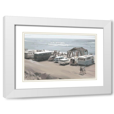 Catch the Wave White Modern Wood Framed Art Print with Double Matting by Kamdon Kreations