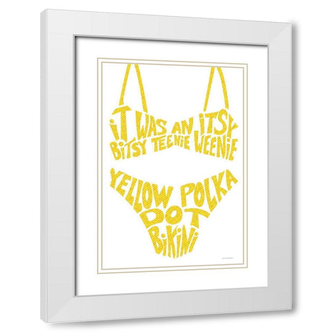 Yellow Polka Dot Bikini White Modern Wood Framed Art Print with Double Matting by Kamdon Kreations
