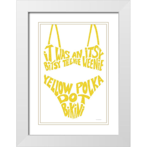 Yellow Polka Dot Bikini White Modern Wood Framed Art Print with Double Matting by Kamdon Kreations