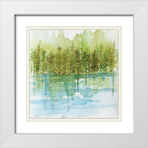 Forest Reflections White Modern Wood Framed Art Print with Double Matting by Kamdon Kreations