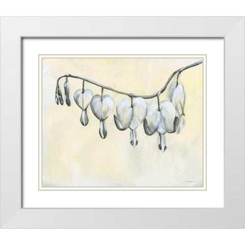Bleeding Heart White Modern Wood Framed Art Print with Double Matting by Kamdon Kreations