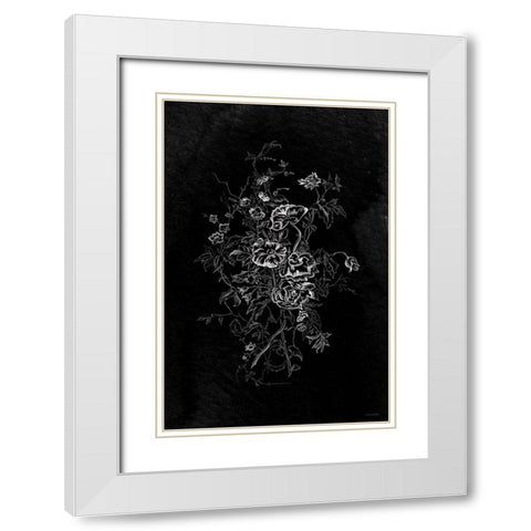 Lacey Flowers White Modern Wood Framed Art Print with Double Matting by Kamdon Kreations
