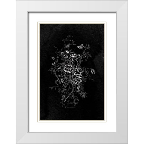 Lacey Flowers White Modern Wood Framed Art Print with Double Matting by Kamdon Kreations