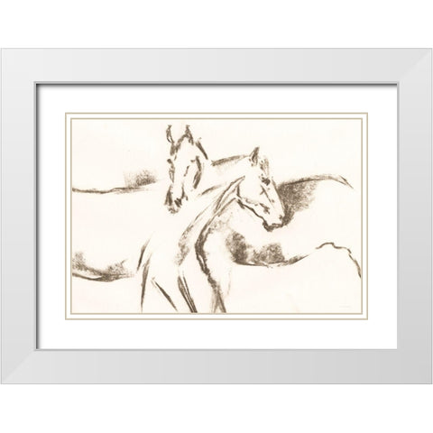 Filly Friends White Modern Wood Framed Art Print with Double Matting by Kamdon Kreations