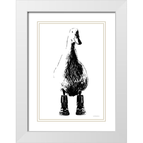 Duck in Docs White Modern Wood Framed Art Print with Double Matting by Kamdon Kreations