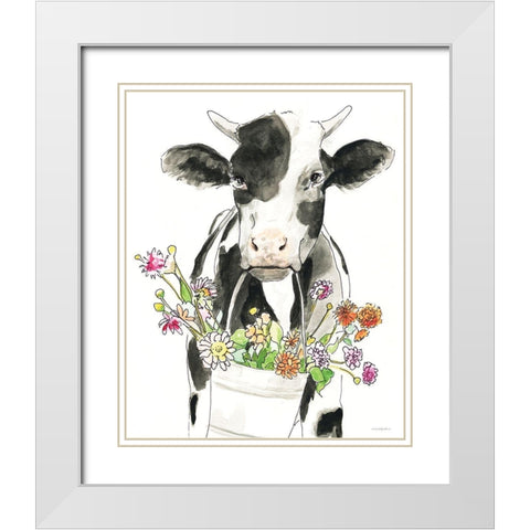 Bessie White Modern Wood Framed Art Print with Double Matting by Kamdon Kreations