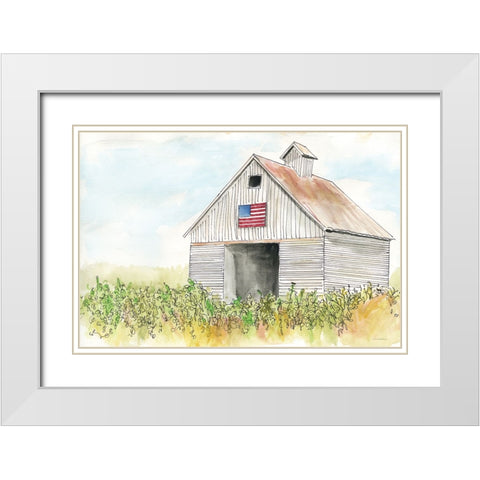 Beautiful for Spacious Skies White Modern Wood Framed Art Print with Double Matting by Kamdon Kreations