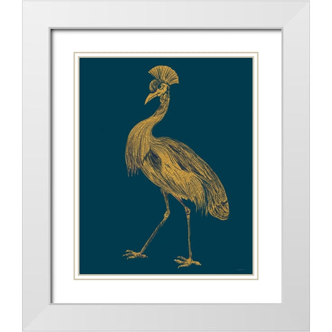 Gilded Crane White Modern Wood Framed Art Print with Double Matting by Kamdon Kreations