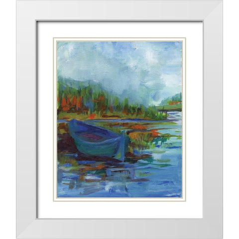 Blue River White Modern Wood Framed Art Print with Double Matting by Kamdon Kreations