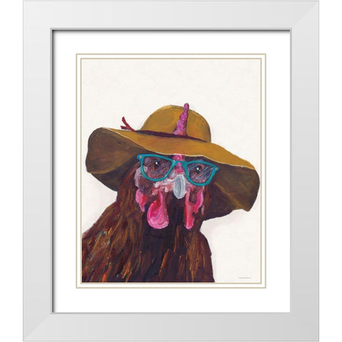 Dont Be a Chicken Just Wear the Glasses White Modern Wood Framed Art Print with Double Matting by Kamdon Kreations