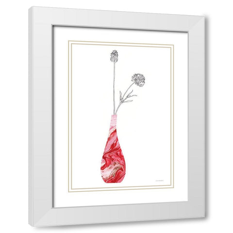 Pink Vase of Love White Modern Wood Framed Art Print with Double Matting by Kamdon Kreations