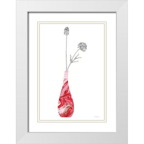 Pink Vase of Love White Modern Wood Framed Art Print with Double Matting by Kamdon Kreations