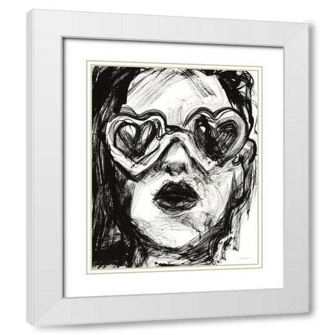 Love Goggles White Modern Wood Framed Art Print with Double Matting by Kamdon Kreations