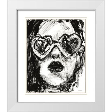 Love Goggles White Modern Wood Framed Art Print with Double Matting by Kamdon Kreations