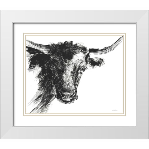 Linear Growth White Modern Wood Framed Art Print with Double Matting by Kamdon Kreations