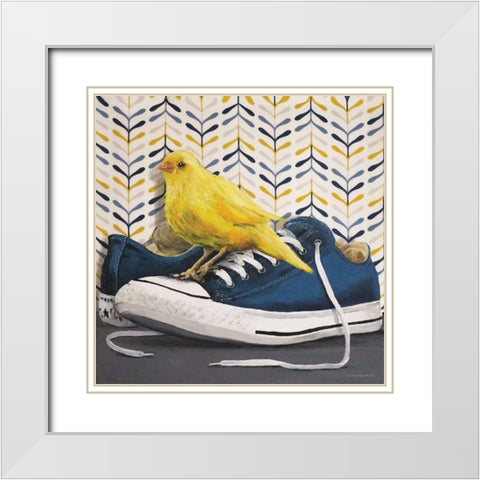 Wheres the Barn Cat White Modern Wood Framed Art Print with Double Matting by Kamdon Kreations