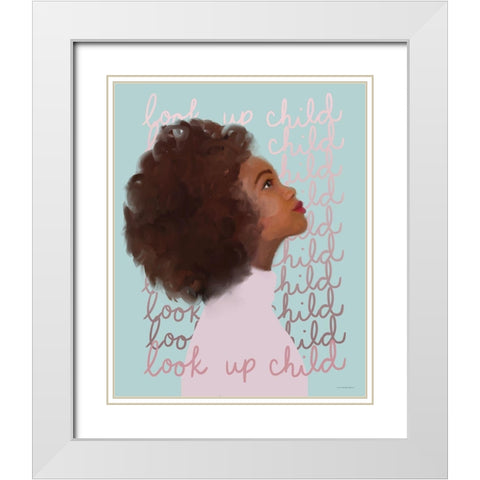 Look Up Child White Modern Wood Framed Art Print with Double Matting by Kamdon Kreations