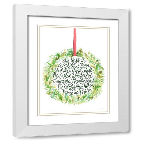 A Child is Born White Modern Wood Framed Art Print with Double Matting by Kamdon Kreations