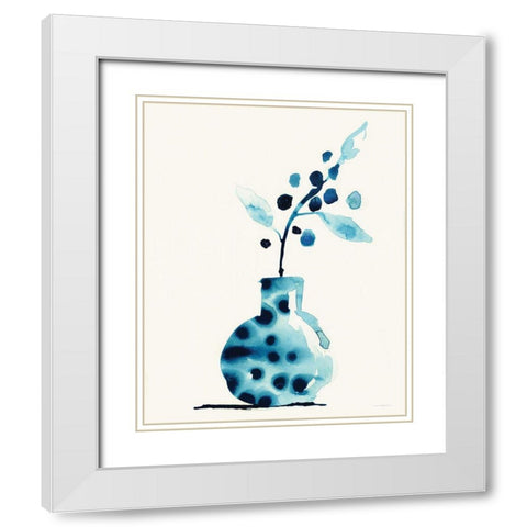 Wild Berries White Modern Wood Framed Art Print with Double Matting by Kamdon Kreations