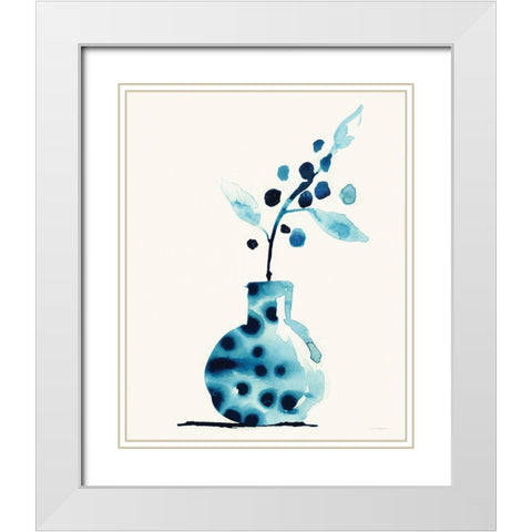 Wild Berries White Modern Wood Framed Art Print with Double Matting by Kamdon Kreations