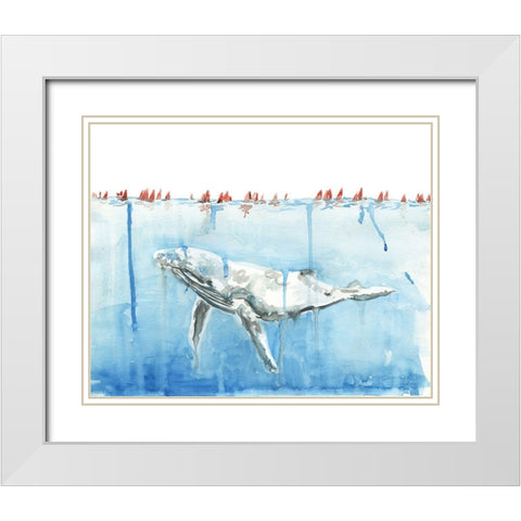 Edging Forward White Modern Wood Framed Art Print with Double Matting by Kamdon Kreations