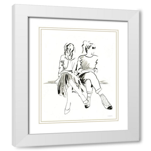 People Watching White Modern Wood Framed Art Print with Double Matting by Kamdon Kreations