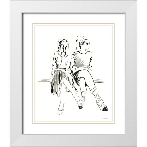 People Watching White Modern Wood Framed Art Print with Double Matting by Kamdon Kreations