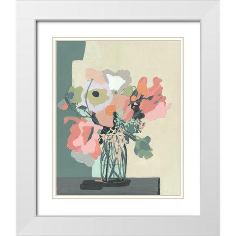 Blush Pink Cutout White Modern Wood Framed Art Print with Double Matting by Kamdon Kreations