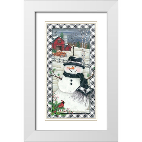 Rusty Truck Snowman White Modern Wood Framed Art Print with Double Matting by Kennedy, Lisa