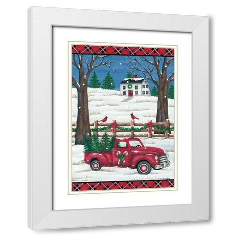 Candy Cane Truck White Modern Wood Framed Art Print with Double Matting by Kennedy, Lisa