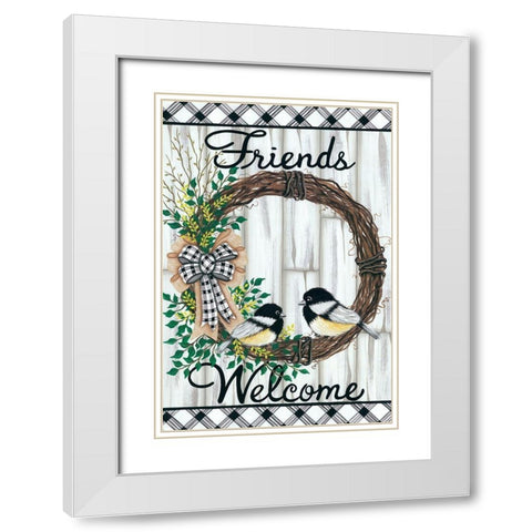 Welcome Friends White Modern Wood Framed Art Print with Double Matting by Kennedy, Lisa
