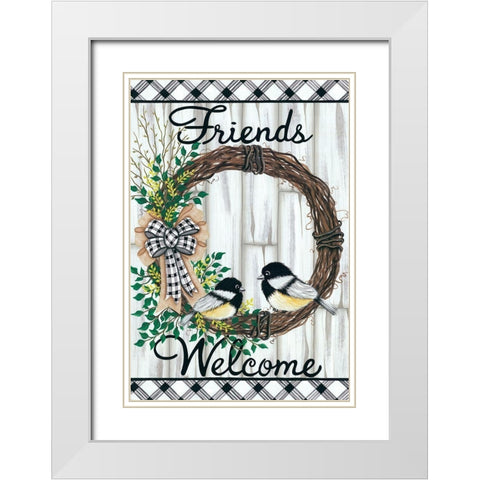 Welcome Friends White Modern Wood Framed Art Print with Double Matting by Kennedy, Lisa