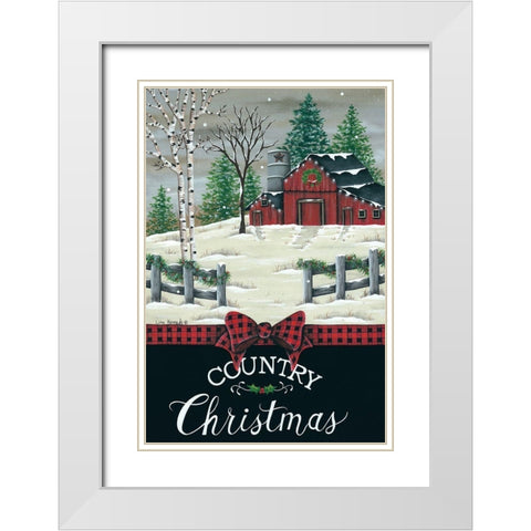 Country Barn Christmas White Modern Wood Framed Art Print with Double Matting by Kennedy, Lisa
