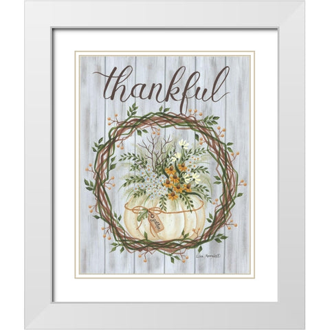 Thankful White Modern Wood Framed Art Print with Double Matting by Kennedy, Lisa