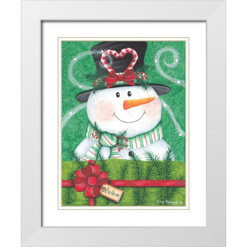 Snowman Gift White Modern Wood Framed Art Print with Double Matting by Kennedy, Lisa