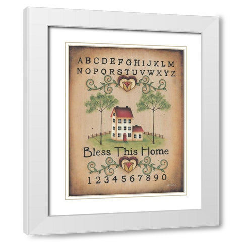 Bless This Home White Modern Wood Framed Art Print with Double Matting by Kennedy, Lisa