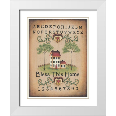 Bless This Home White Modern Wood Framed Art Print with Double Matting by Kennedy, Lisa