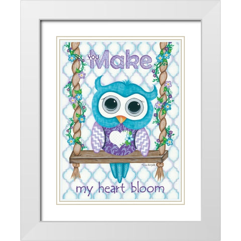 My Heart White Modern Wood Framed Art Print with Double Matting by Kennedy, Lisa