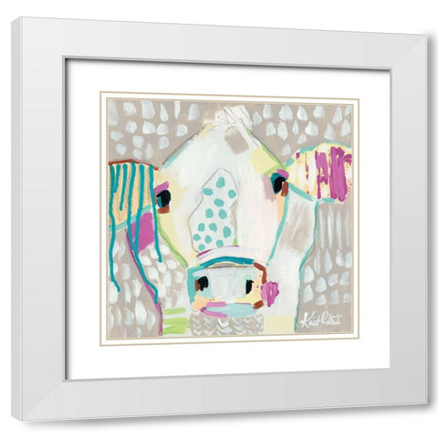 Moo Series:  Georgia White Modern Wood Framed Art Print with Double Matting by Roberts, Kait