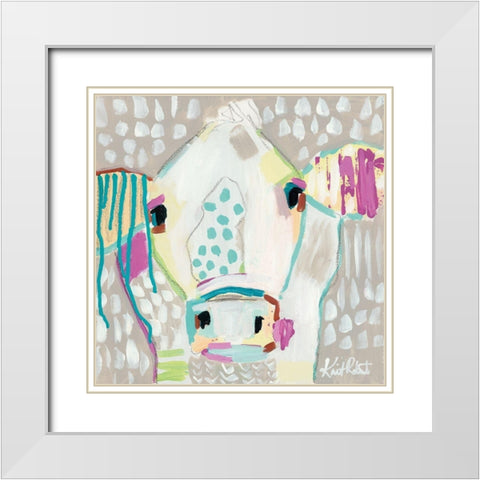 Moo Series:  Georgia White Modern Wood Framed Art Print with Double Matting by Roberts, Kait