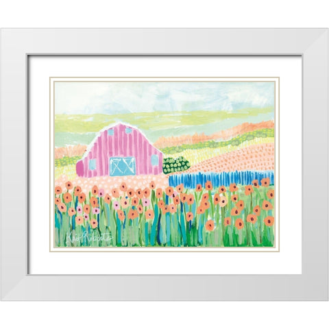 Strolling the Farm White Modern Wood Framed Art Print with Double Matting by Roberts, Kait