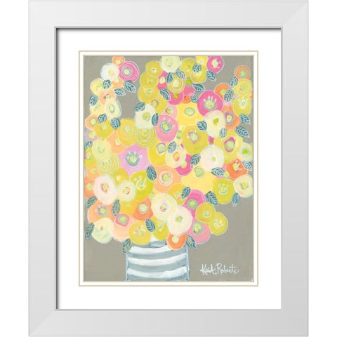 Pleasant Poppies White Modern Wood Framed Art Print with Double Matting by Roberts, Kait