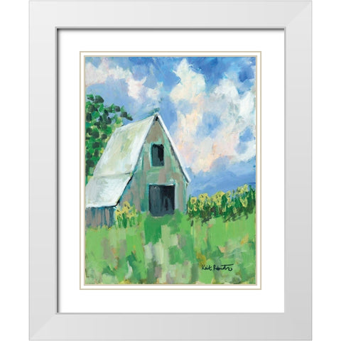 June Fields White Modern Wood Framed Art Print with Double Matting by Roberts, Kait