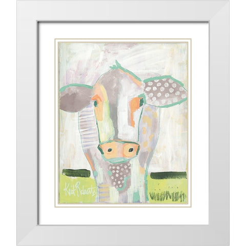 Moo Series: Laverne  White Modern Wood Framed Art Print with Double Matting by Roberts, Kait