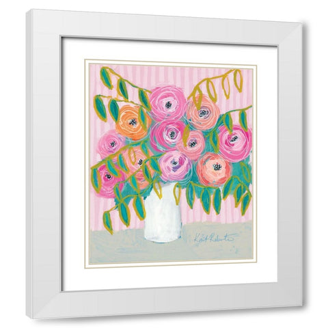 Maxines Best Blooms    White Modern Wood Framed Art Print with Double Matting by Roberts, Kait